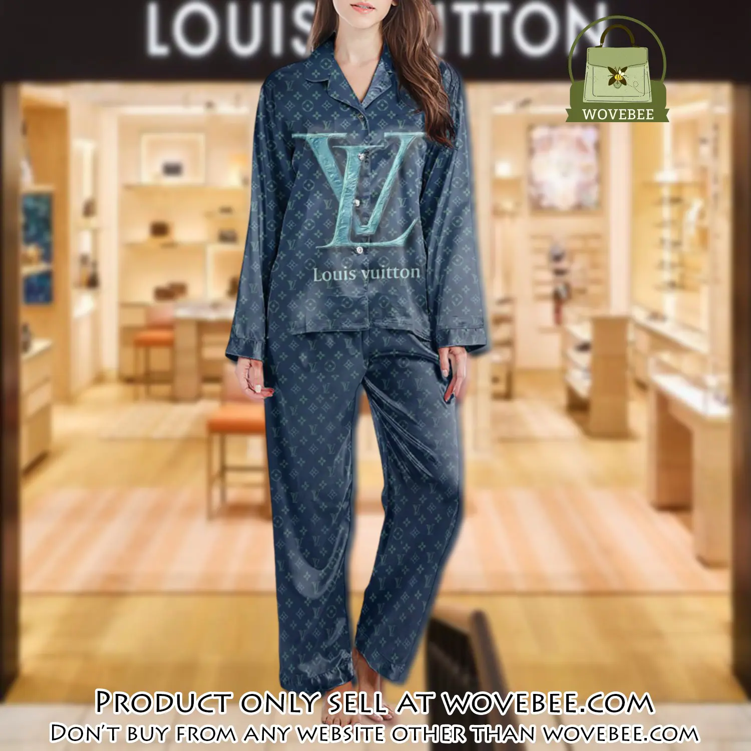 Lv monogram long satin pajama set pjs1023 wvb1356370